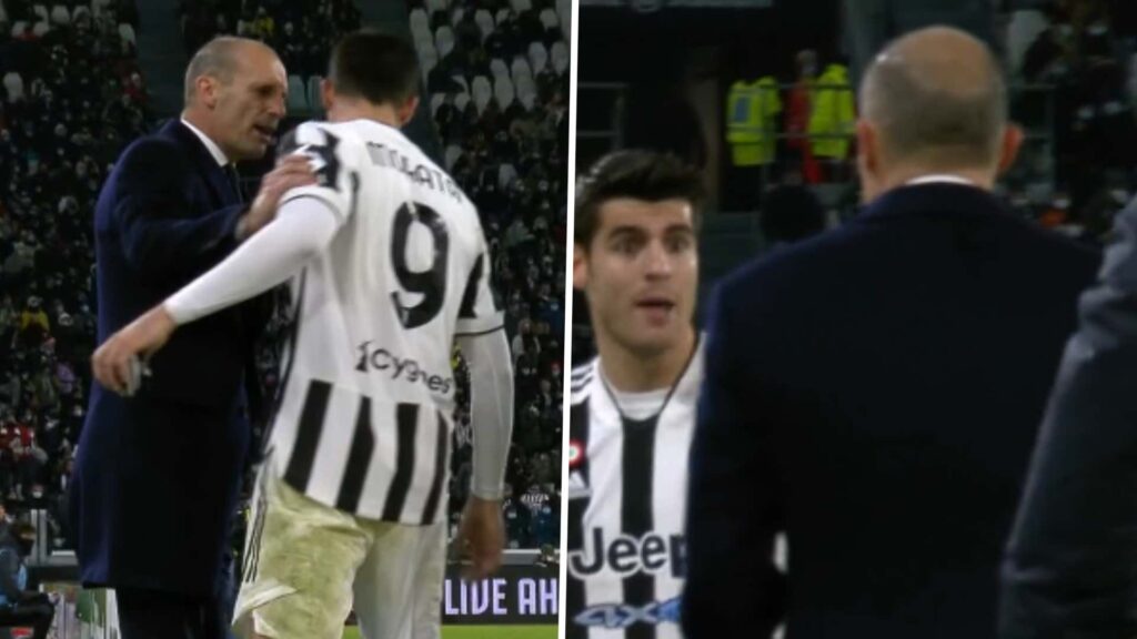 Allegri përplaset me Moratën, fjalët që i thanë njëri-tjetrit Allegri Morata Juve Genoa