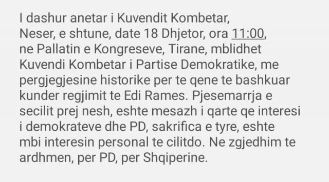 Zbardhet mesazhi i Lulzim Bashës për delegatët e Kuvendit Kombëtar 1 WhatsApp Image 2021 12 17 at 10.27.35 640x355 1