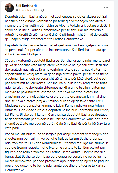 Berisha replikon me Bashën: Burracaku do mbajë përgjegjësi personale për çdo provokim 1 berisha 3