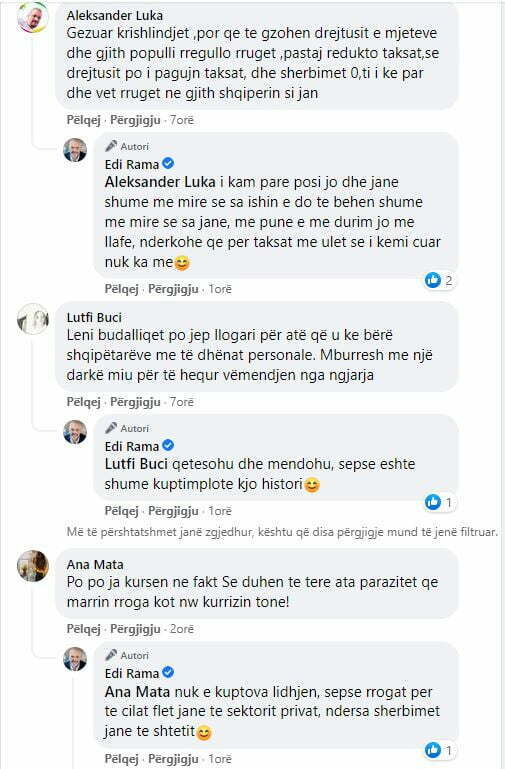 “Një lider nuk përmend në çdo postim ‘gojët e shthurura’”, Rama debaton me komentuesen: Nuk jam luan o luaneshë 5 rama edi 1