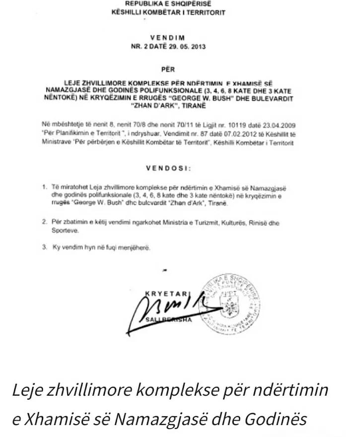 Godina polifunksionale në truallin e PD-së, zbardhet vendimi që firmosi Berisha kur ishte kryeministër (Dokumenti) 1 785288bf 005e 4f8b b78d c2e4fb7755fb