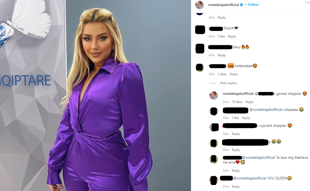 Ndjekësi e quan “lopë holandeze”, i kthehet Ronela Hajati: Gomar shqiptar 1 Screenshot 5 8 1 1024x630 1 1