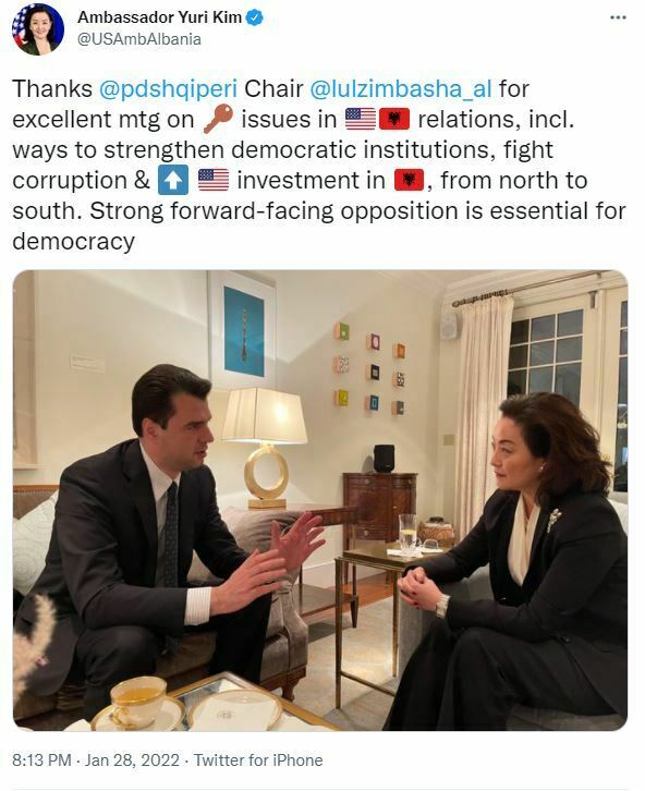 Ambasadorja Yuri Kim sfidon Berishën, takohet me Bashën: E falenderoj për angazhimin... 1 yurikim1