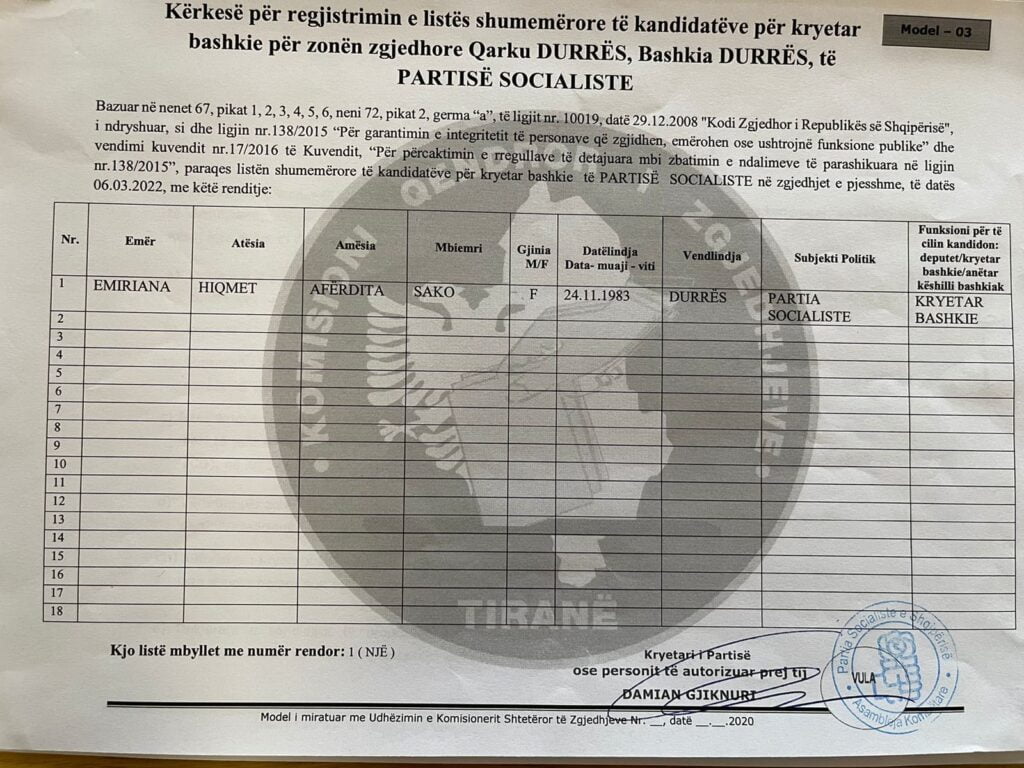Zgjedhjet e pjesshme të 6 marsit, PS dorëzon në KQZ kërkesën për regjistrimin e kandidatëve të 3 bashkive 1 9b4df726 78fb 48b7 8802 18c58e95b12e e1644320920169