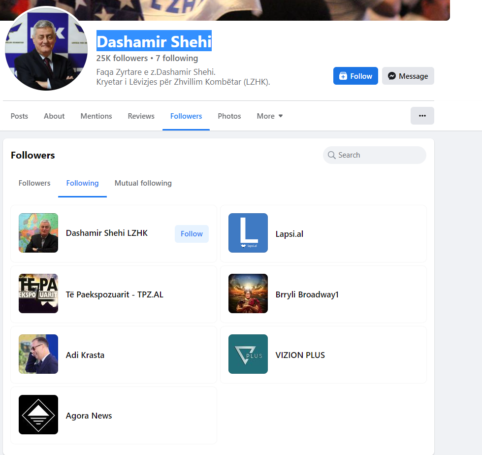 Fakte surprizuese mbi transparencën në Facebook të politikanëve shqiptarë, kur i kanë krijuar faqet, si kanë ndryshuar emrat dhe... 27 Dashamir Shehi