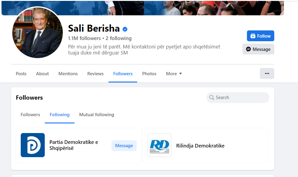 Fakte surprizuese mbi transparencën në Facebook të politikanëve shqiptarë, kur i kanë krijuar faqet, si kanë ndryshuar emrat dhe... 9 Sali Berisha