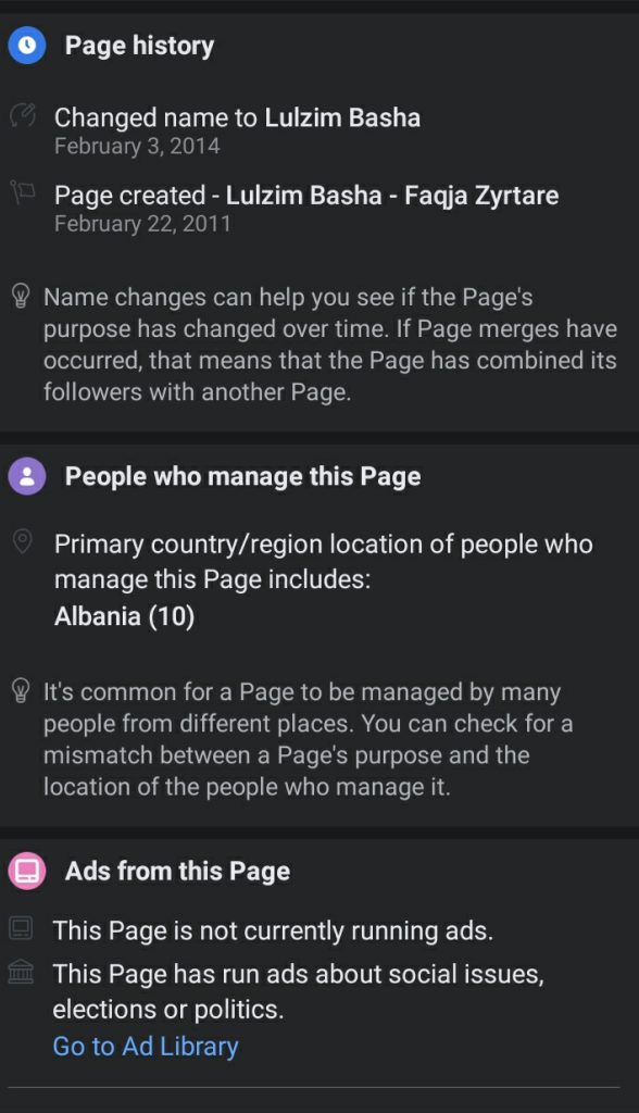 Fakte surprizuese mbi transparencën në Facebook të politikanëve shqiptarë, kur i kanë krijuar faqet, si kanë ndryshuar emrat dhe... 6 Screenshot 20220214 111823 Facebook