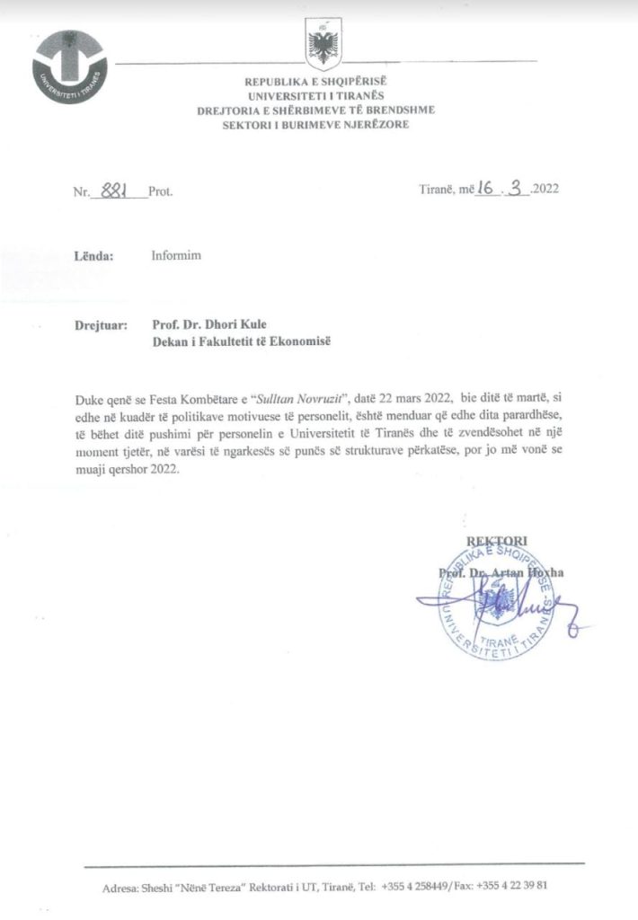 Universiteti i Tiranës del me njoftim zyrtar: Mësimi nis të mërkurën, 23 mars 1 0ce3d6a1 b271 45b0 a8f1 85ecd089cc52