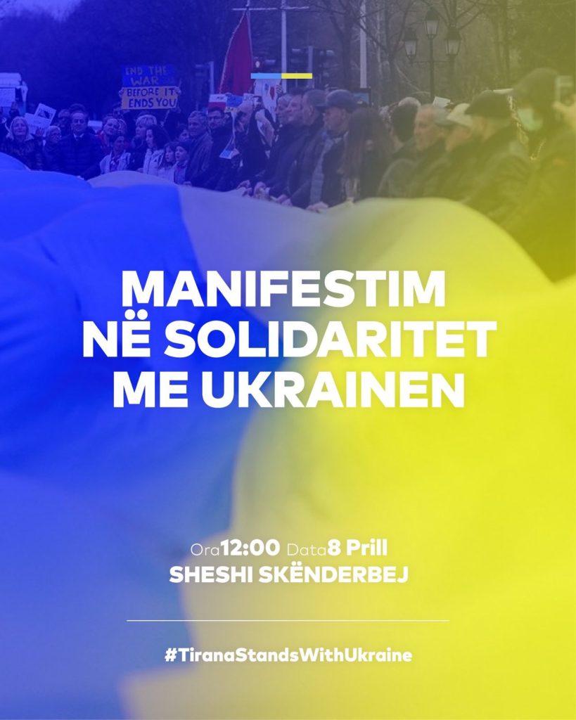 Tirana solidarizohet me Ukrainën, më 8 prill manifestim në Sheshin “Skënderbej” FO8RO7TWQAMm yx