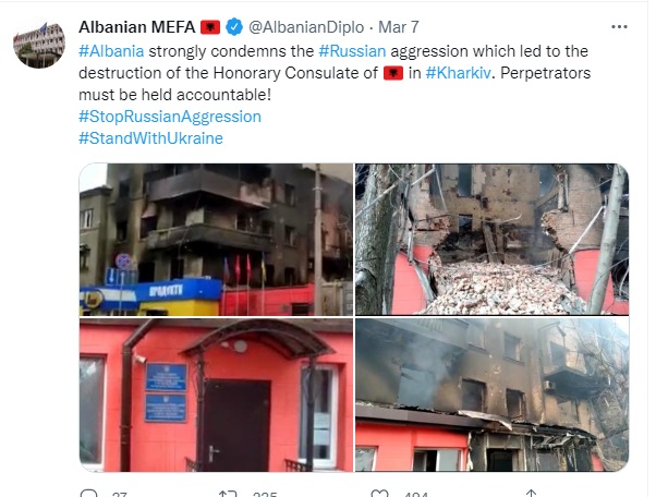 "Konsullata e nderit në Kharkiv nuk u shkatërrua nga ne", Rusia i përgjigjet Ministrisë së Jashtme shqiptare 1 MEPJ
