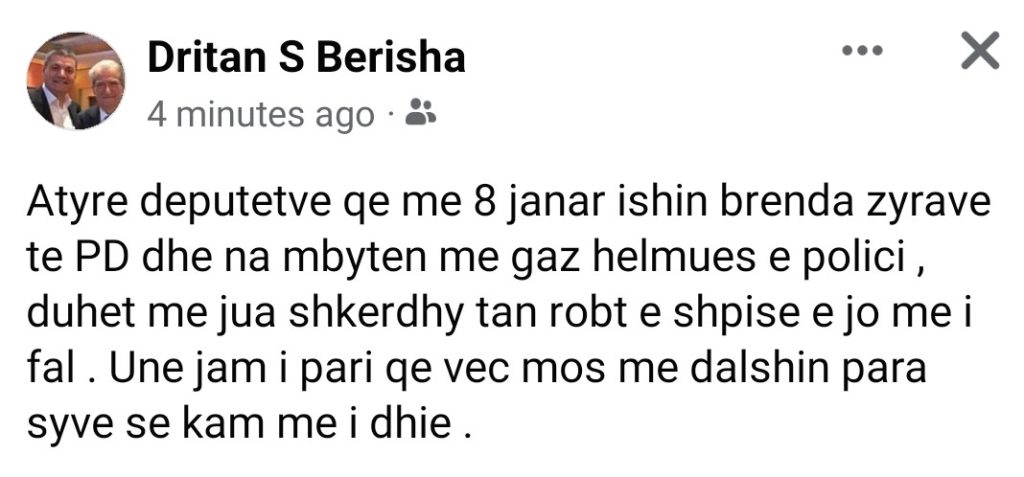 Kongres Pajtimi? Reagon ashpër nipi Sali Berishës: S’ka falje, veç mos më dalshin para syve ata deputetë. Kam me i dh**** 1 a4950225 732f 4372 ae8e 7e9701256462 e1646749827851