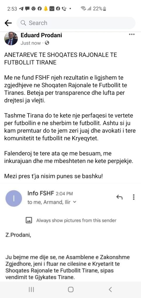 Dorëzohet FSHF, njeh Eduard Prodanin si kryetar të Shoqatës Rajonale të Tiranës 1 d9d75a81 64ca 414d aa3c f4d22190ba21 1