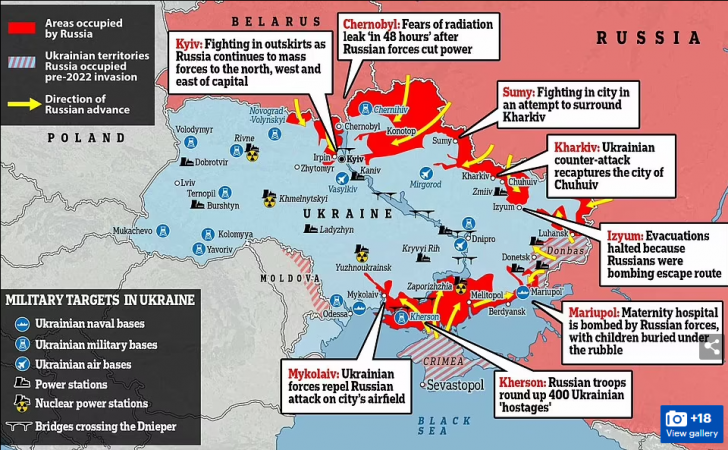 Lufta/ Pas disa orësh pritet sulm i “tmerrshëm” në Kiev, CIA: Rusët "po shtrëngojnë lakun" 1 harta kievi 728x450 1