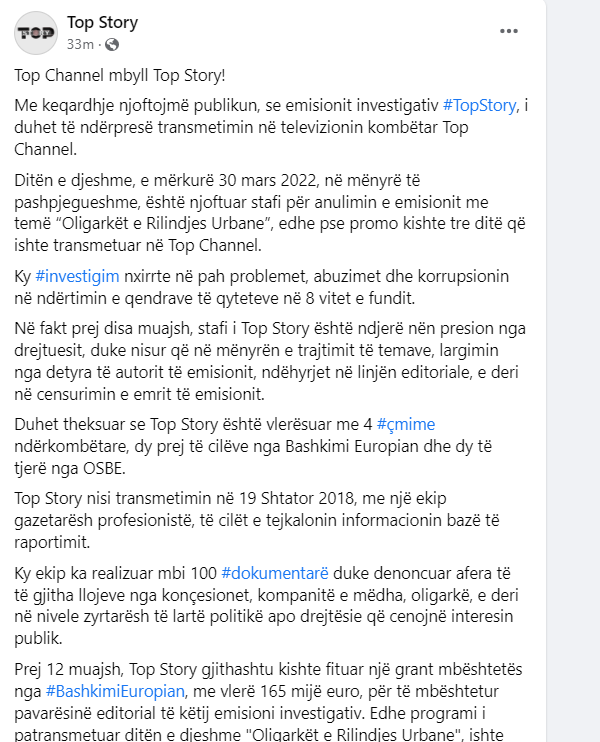 Top Channel mbyll Top Story! TCH: Përzumë gjobaxhinjtë 1 top story
