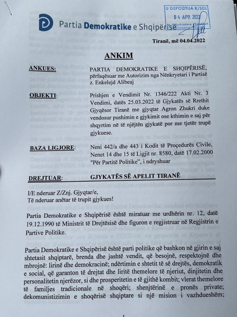 PD ankimon vendimin e gjykatës e cila njohu Kuvendin e 11-dhjetorit 1 WhatsApp Image 2022 04 04 at 15.00.33