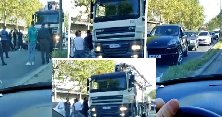 Makina në Tiranë futet nën rrotat e betonierës makina 2 710x375 1
