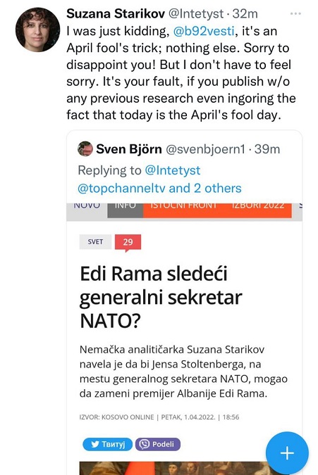 Rama Sekretari i Përgjithshëm i NATO-s, trembet Serbia, ja çfarë shkruajnë mediat vendase 1 suzana
