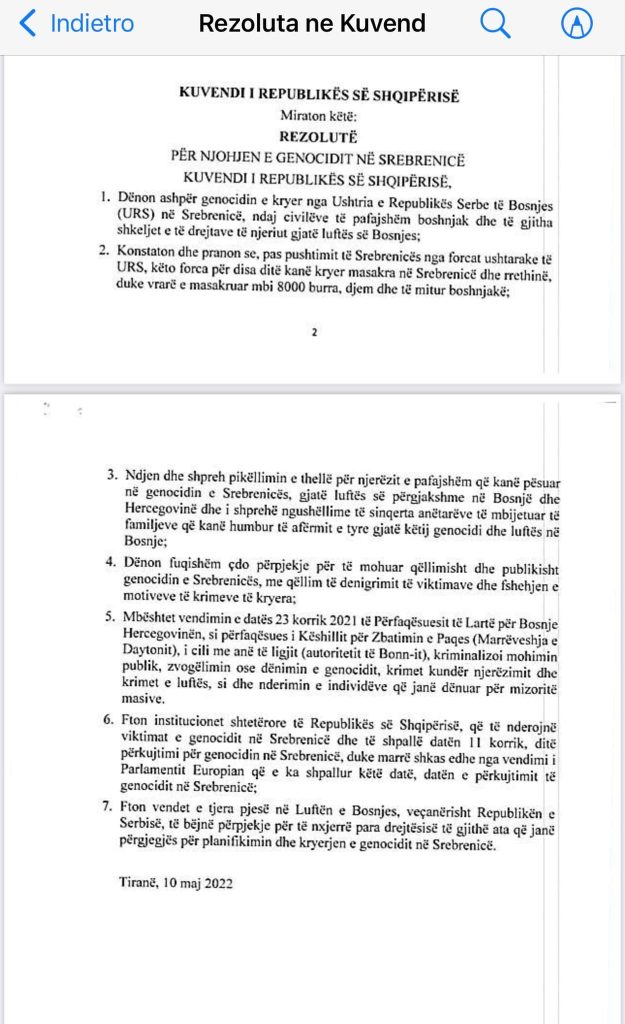 Mocion me debat për njohjen dhe dënimin e gjenocidit në Srebrenicë, Shehu dorëzon kërkesën në Kuvend 5 Shehu kerkesa 2