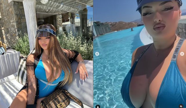 Enca “ngre temperaturat” me gjoksin e saj në Mykonos 640 0 collage 1656094784