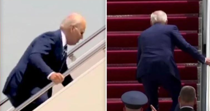 VIDEO/ Biden rrëzohet teksa ngjit shkallët e avionit biden