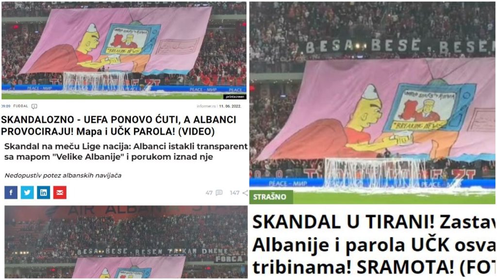 Koreografia spektakolare e TKZ, mediat serbe: Skandal në Tiranë, u reklamua Shqipëria e Madhe dhe UÇK tkz