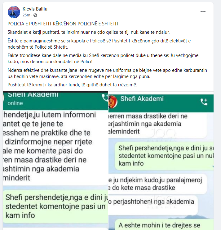 PD publikon SMS-të: Shefi kërcënon policët me largim nga puna nëse... 1 Balliu fb