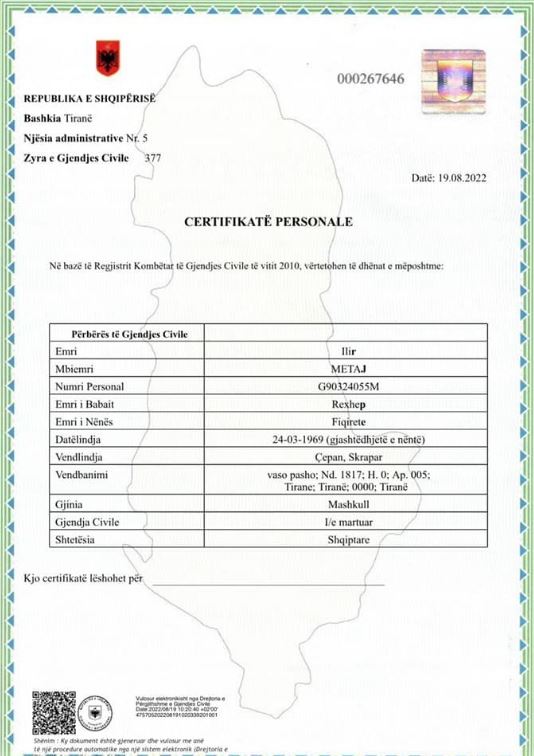 Kryemadhi publikon certifikatën e Ilir Metës, zbulohen të dhënat personale 1 a 1 1