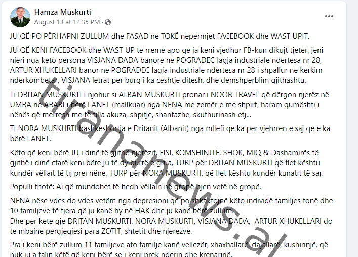 ‘Varr mos paçi’ / Ja çfarë shkruante në Facebook autori për vëllanë dhe kunatën që vrau sot në Tiranë hamza muskurti 1 1