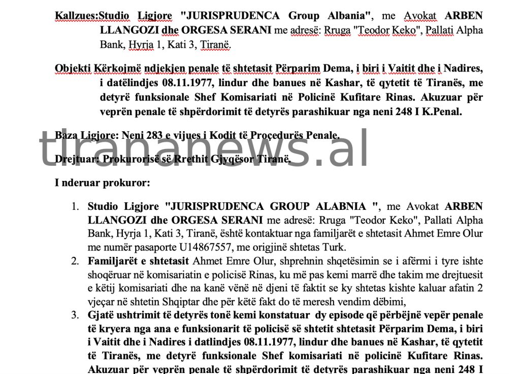 FAKSIMILE / Kallëzohet penalisht shefi i Komisariatit të Rinasit Screenshot 2022 09 19 at 22.43.40
