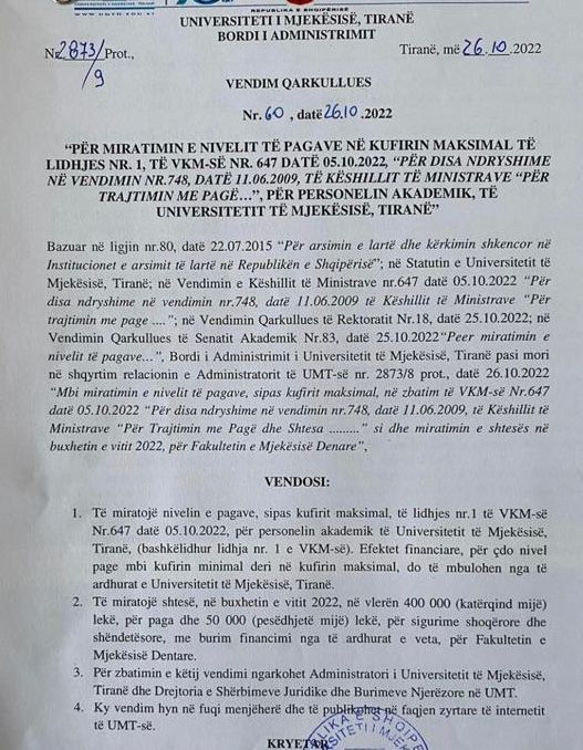 Universiteti i Mjekësisë rrit me 8% pagat e pedagogëve nga të ardhurat e veta 1 IMG 20221026 WA0016 1