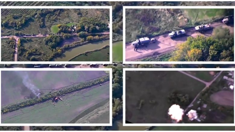 Ushtria ukrainase publikon pamjet nga droni, momenti kur asgjëson autokolonën ruse MLRS 780x439 1