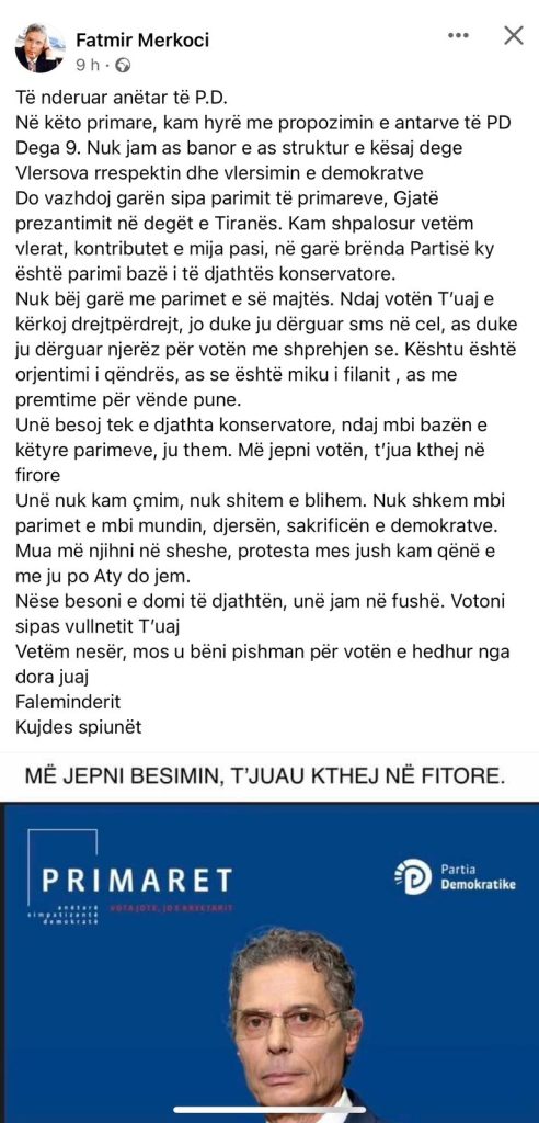 Plas skandali në primaret e Tiranës, kandidati denoncon rivalët: Po premtohen vende pune në këmbim të votës 1 WhatsApp Image 2022 11 27 at 08.39.22