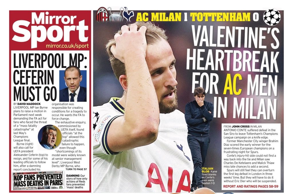 FOTO/ “Zemërthyer për Shën Valentin”, mediat dhurojnë spektakël në post Champions 2 MIRROR 2