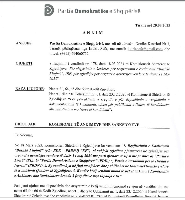 Koalicioni Meta-Berisha regjistrohet në KQZ, PD ankim në KAS: Përmendin emrin dhe logon tonë 1 64198581cc2ceScreenshot 1