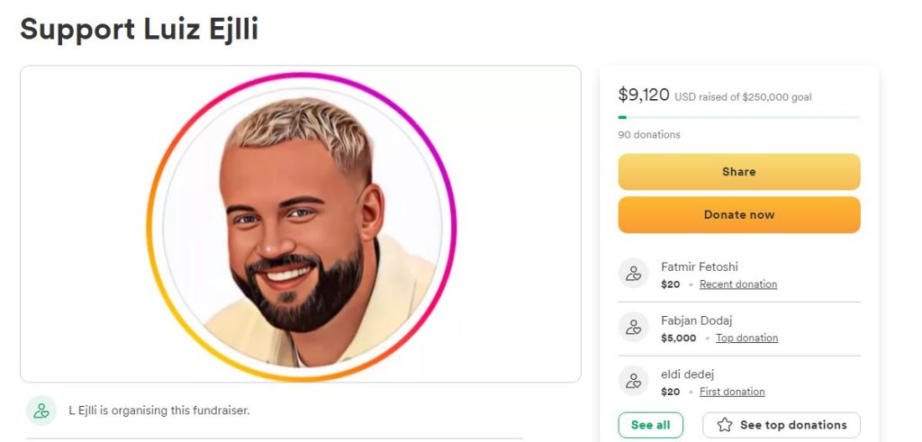 Një GoFundMe për Luizin shkakton polemika luiz