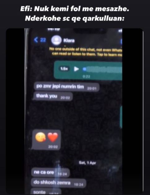 Miqtë nxjerrin ‘‘blof‘‘ Efin, publikojnë mesazhet e saj me Kiarën 1 kiara tito6