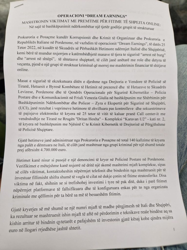 Operacioni shqiptaro-italian, SPAK: Janë mashtruar 140 qytetarë përmes skemave 'online' (Detajet) 1 36321204 8f98 4c13 982c 2bf06a2192a4