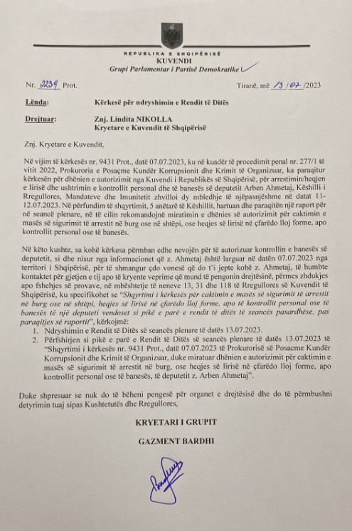 Sot seancë plenare, grupi i PD-së: Të miratojmë kërkesën e SPAK-ut për arrestimin e Ahmetajt 1 64afa35e7c742Screenshot 8