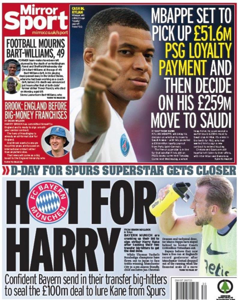 Bayern zbarkon në Londër, 100 milionë paund për të mbyllur telenovelën Harry Kane 1 MIRROR SPORT 1