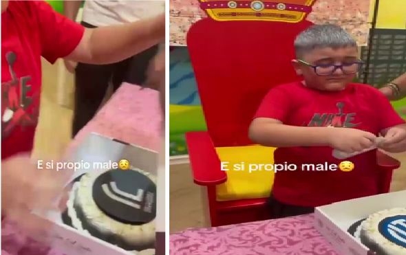 VIDEO/ Tifozi i vogël i Interit “tërbohet” kur sheh tortën me stemën e Juves tifozi