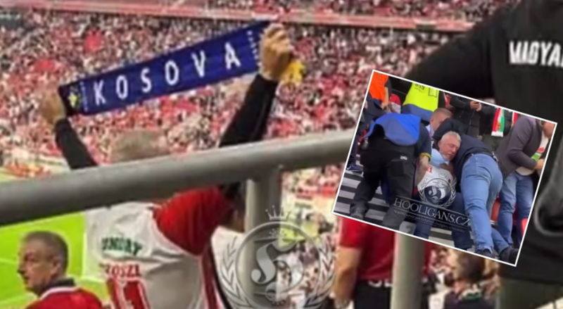 Tifozi hungarez shfaqi shallin e Kosovës para serbëve, ky ishte reagimi nga rojet e sigurisë në stadium 800 0 652fda038affc 1