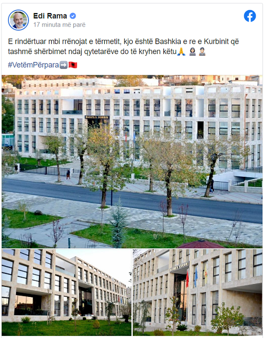 E rindërtuar mbi rrënojat e tërmetit të 2019, kjo është bashkia e "re" e Kurbinit (Foto) 1 Rama Kurbin
