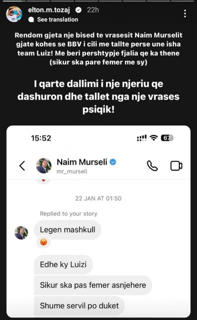 “Legen mashkull”, publikohen mesazhet, Naimi dikur ofendonte Luizin për Kiarën 1 IMG 6957