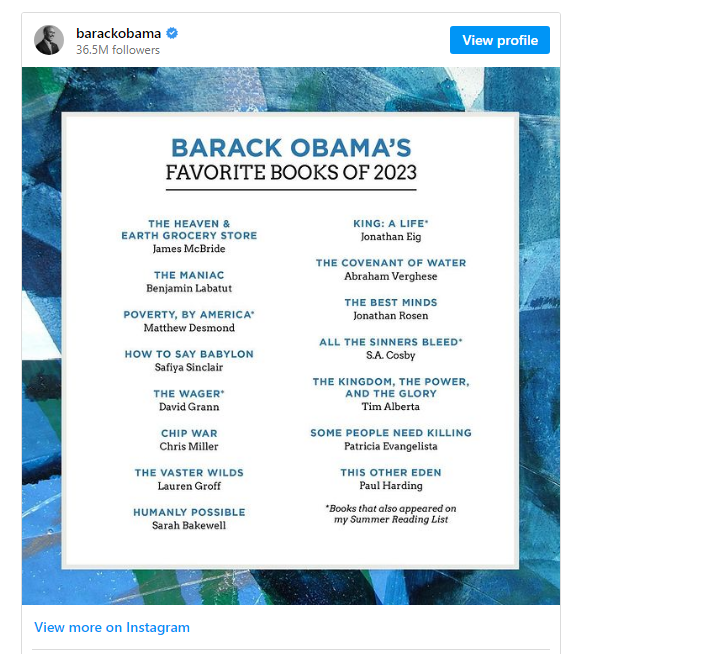 Nëse ju duhen sugjerime, këtu janë librat e preferuar të Barack Obamas për 2023-shin 1 Screenshot 2023 12 26 160952