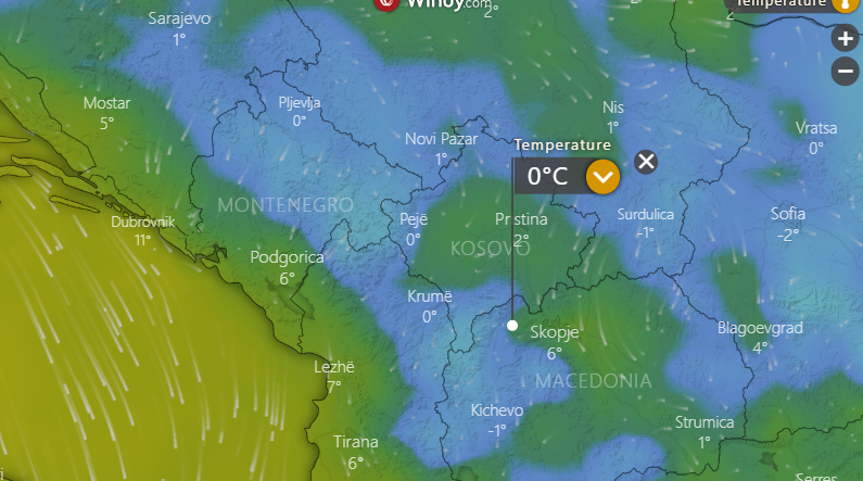 Temperatura deri në -10 gradë Celsius, parashikimi i motit weather