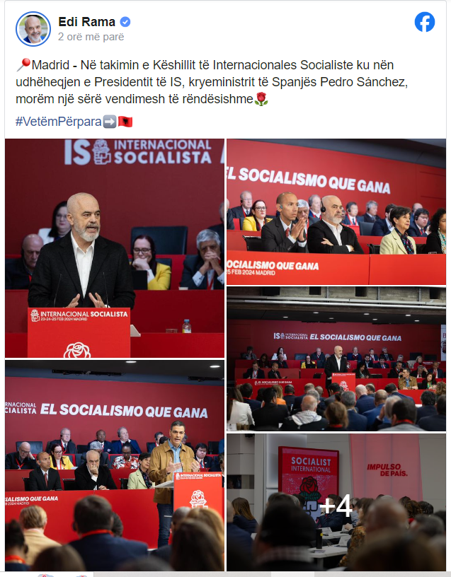 Rama për takimin e Këshillit të Partive Socialiste: Morëm vendime të rëndësishme 1 Sot Rama IS