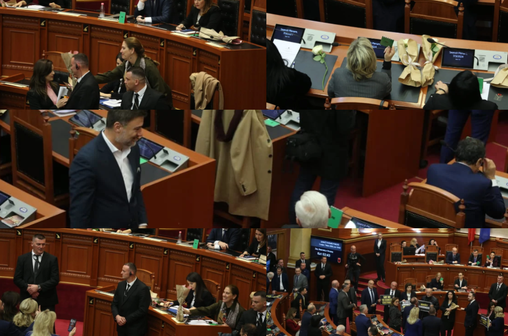 FOTO/ Buqeta me lule për deputetet, Alibeaj në harmoni me Xhafajn. Ja çfarë ndodhi në seancën plenare Screenshot 2024 03 07 121320