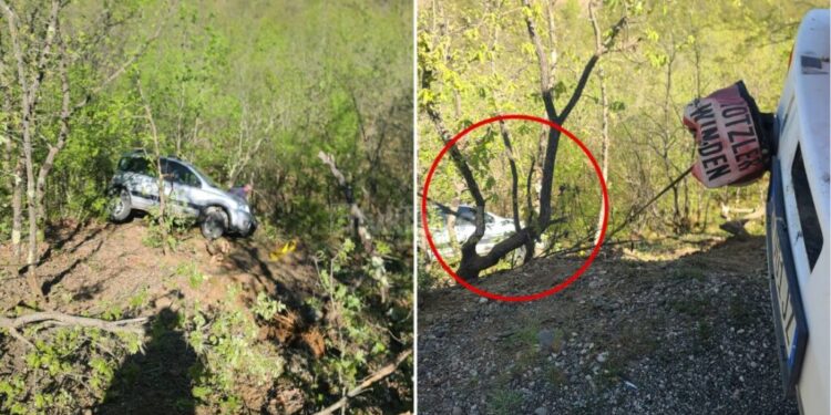 Makina del nga rruga dhe përmbyset, shpëton mrekullisht familja në Rrëshen IMG 1055