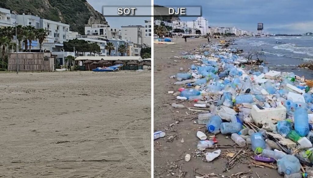 Pastrohen mbeturinat në Durrës dhe Kavajë. Mbetje plastike, të tjera u grumbulluan në breg plazhet 1024x582 1