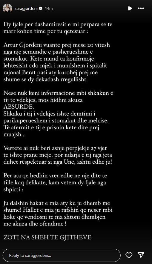 Ndërron jetë babai i Sara Gjordenit, ish-banorja e BB: Mos më shtoni dhimbjen me akuza dhe ofendime 1 sara 1